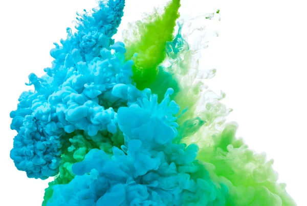 Blauwe en groene verf splash — Stockfoto