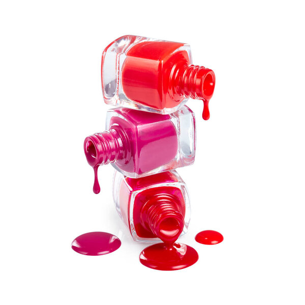 Nail polish dripping from bottles