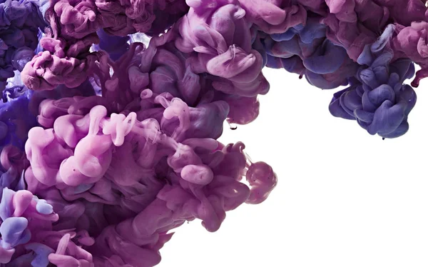 De daling van de paarse inkt in water — Stockfoto