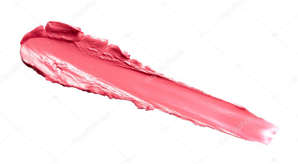 Lipstick stroke on white background
