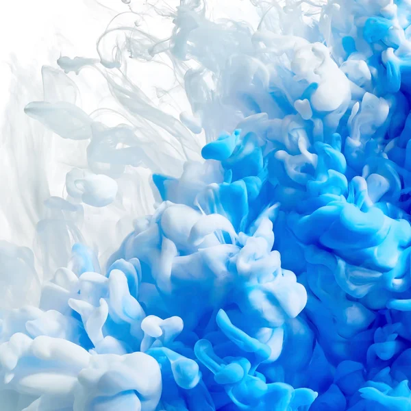Blauwe en witte inkt in water — Stockfoto