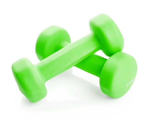 Two Green dumbbells — Stock Photo, Image