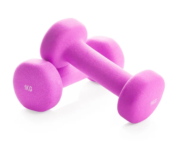 Two pink dumbbells — Stock Photo, Image