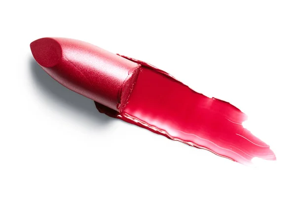 Rode Lipstick met uitstrijkje — Stockfoto