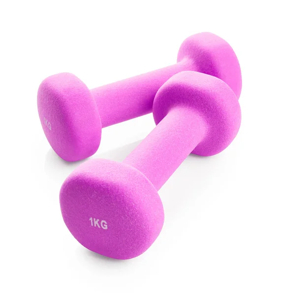 Pink Dumbbells on white — Stock Photo, Image