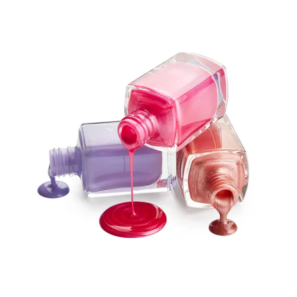 Bottles with spilled nail polish — Stock Photo, Image