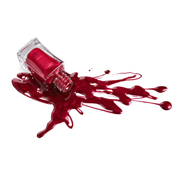Verniz de unha vermelha derramada — Fotografia de Stock