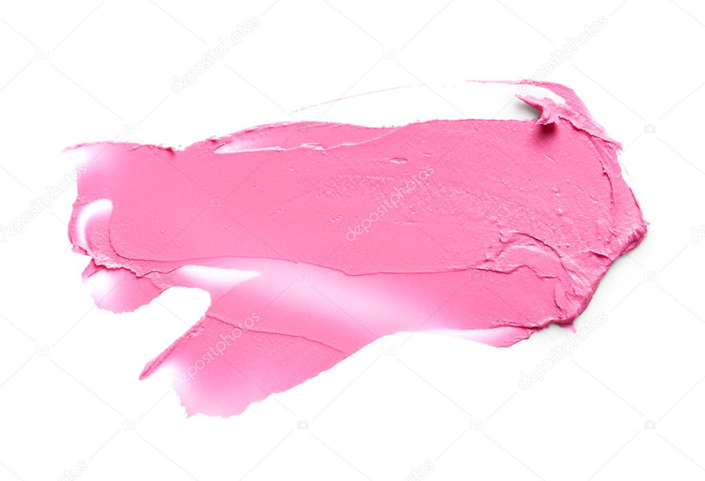 Pink lipstick on white background