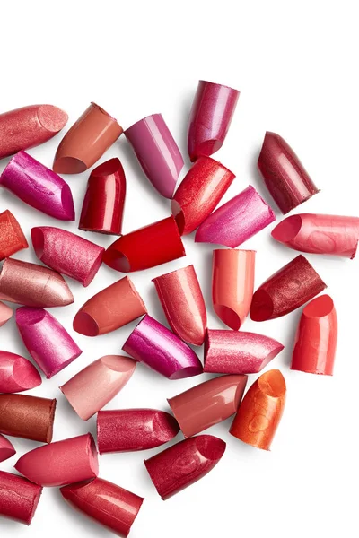 Colored lipsticks on white background — Stock Photo, Image