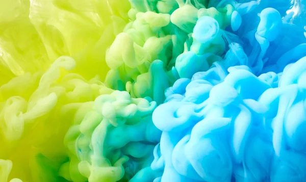 Зеленые Голубые Капли Чернил Текстуре Воды — стоковое фото