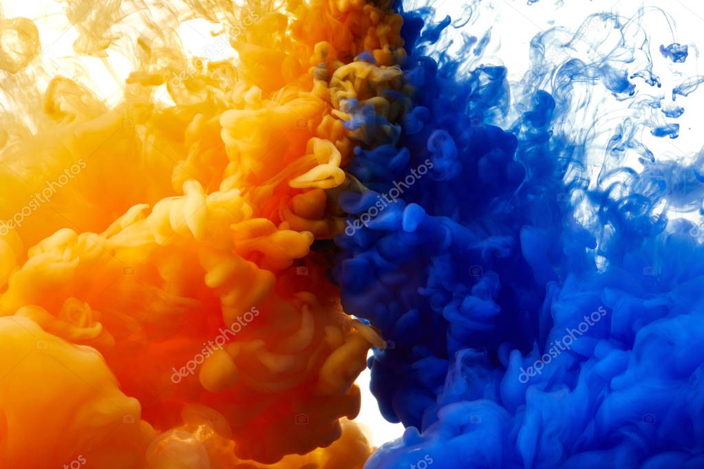 Abstract Orange Blue Ink Drops Water Texture — Stock Photo © Nik