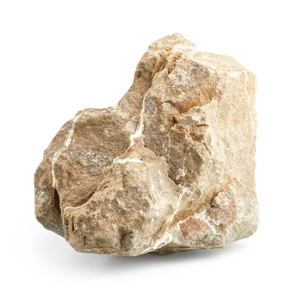 Beige Stein Isoliert Auf Weißem Hintergrund — Stockfoto