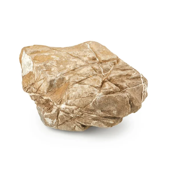 Pedra bege sobre fundo branco — Fotografia de Stock