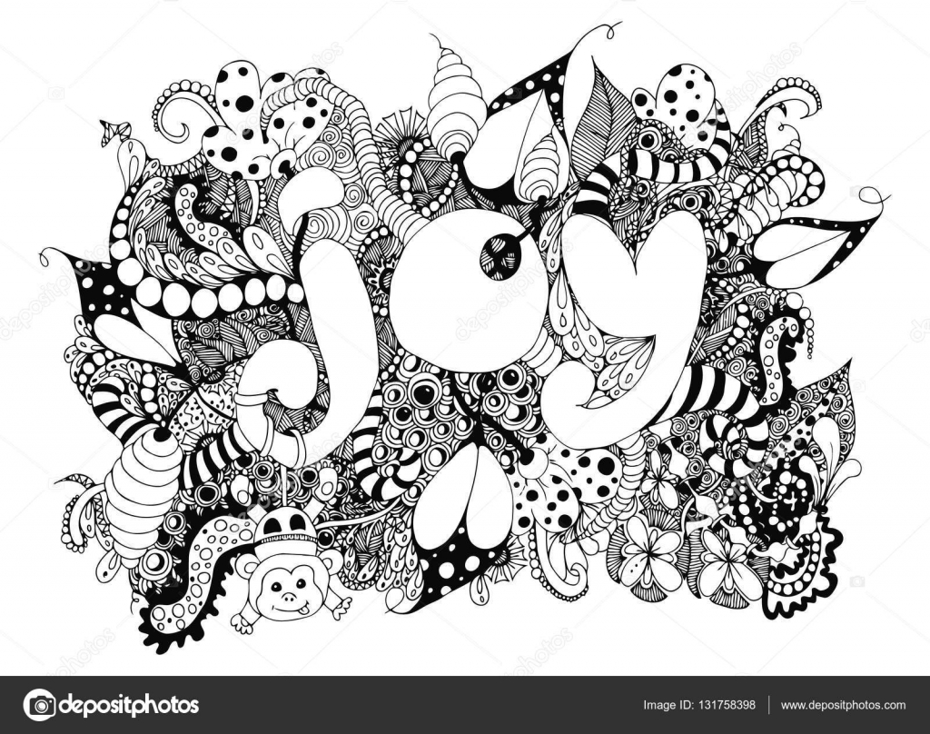 Vector Illustratie Zentangle Woord Joy Met Patronen Doodle