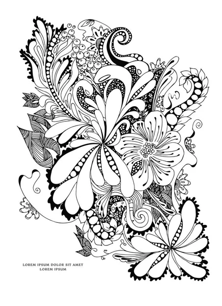 beautiful black and white floral pattern design element — Stock Vector ...