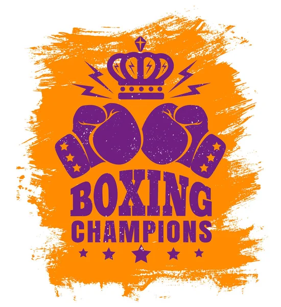 Two gloves and crown for boxing — Stock Vector