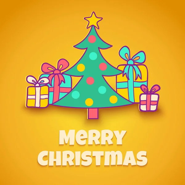 Weihnachtsbaum und Geschenke — Stockvektor