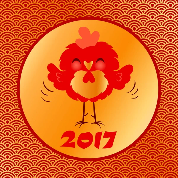 Gallo rojo para Año Nuevo Chino — Vector de stock