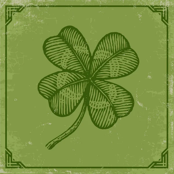 Green clover on old paper — Stock Vector