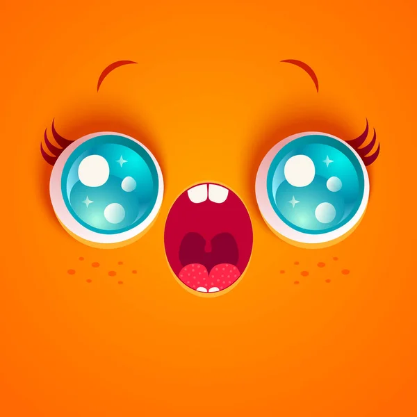 Surprised orange face. — Stock Vector