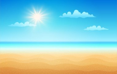 Güneşli bir günde tropik plaj.