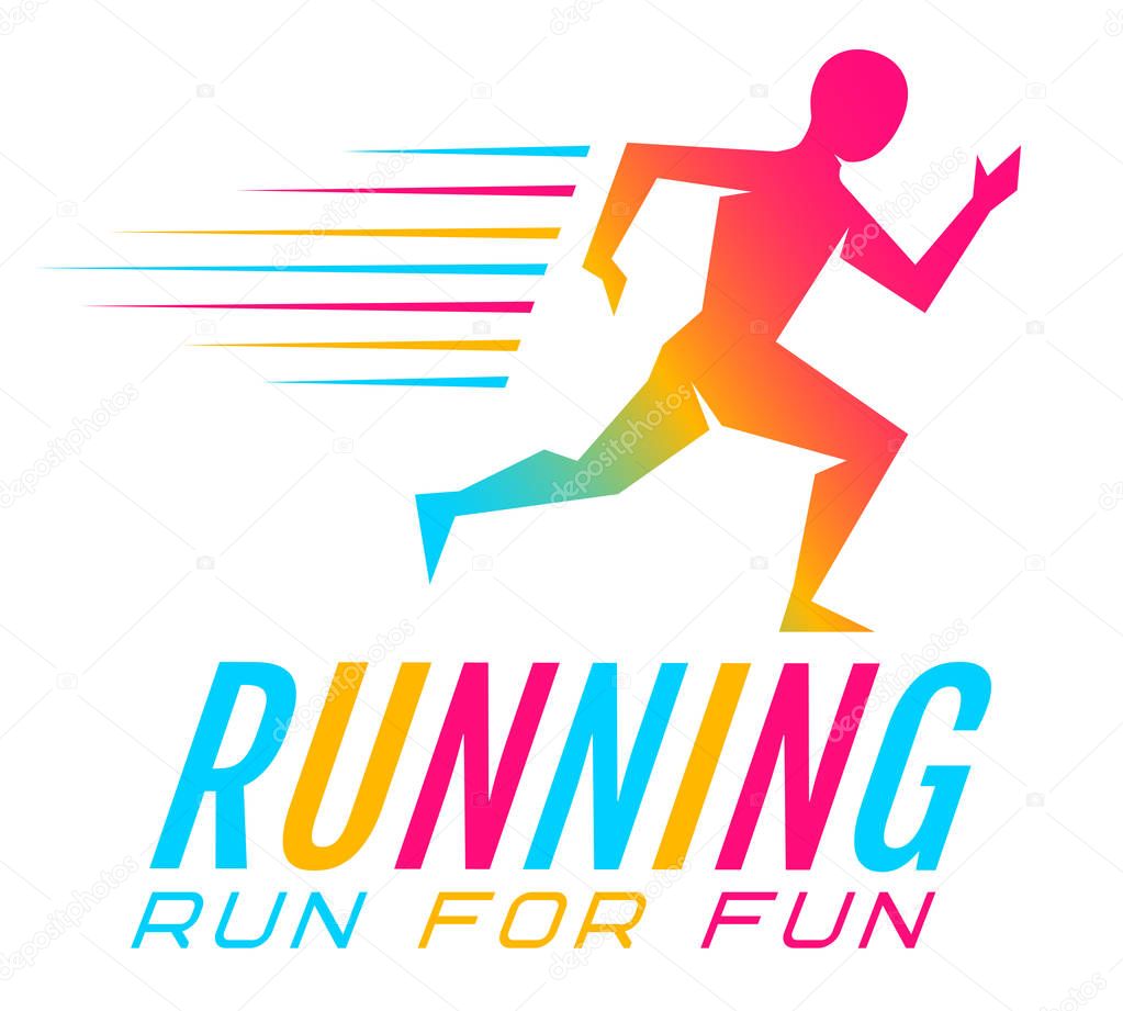 Vector sport logo for running. Colorful runner.