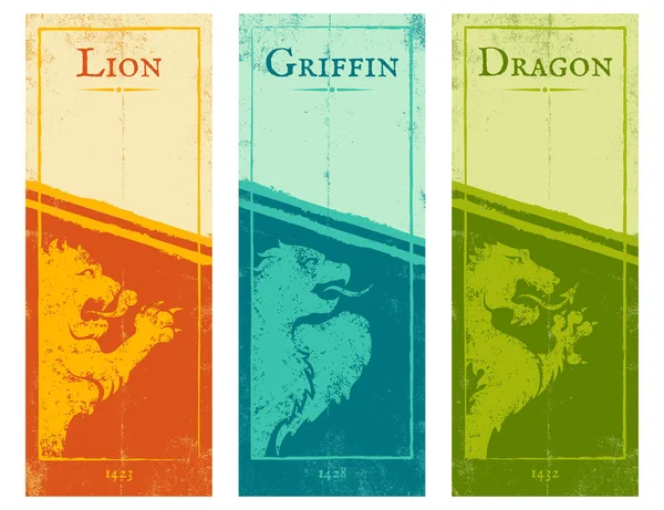 Lion, griffin and dragon. — Stock Vector