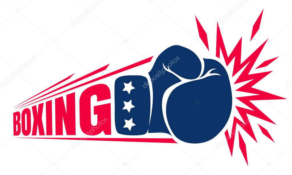 Vector vintage logo for a boxing with glove. Vintage logo for boxing.