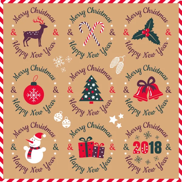 Vintage Noel simgeler.