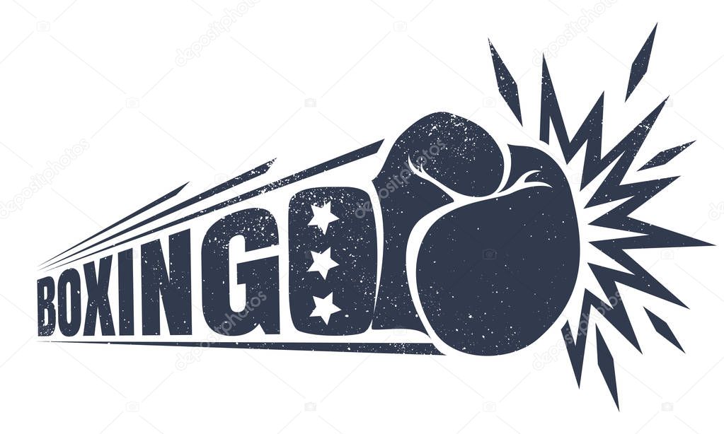 Vector vintage logo for a boxing with glove. Vintage logo for boxing.
