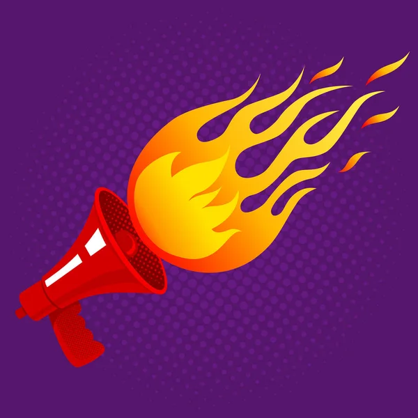 Retro megafon tűz — Stock Vector