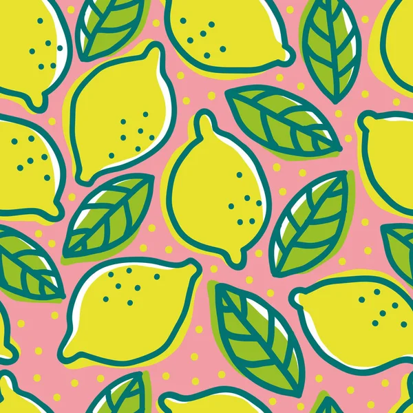 Patrón retro con limones . — Archivo Imágenes Vectoriales