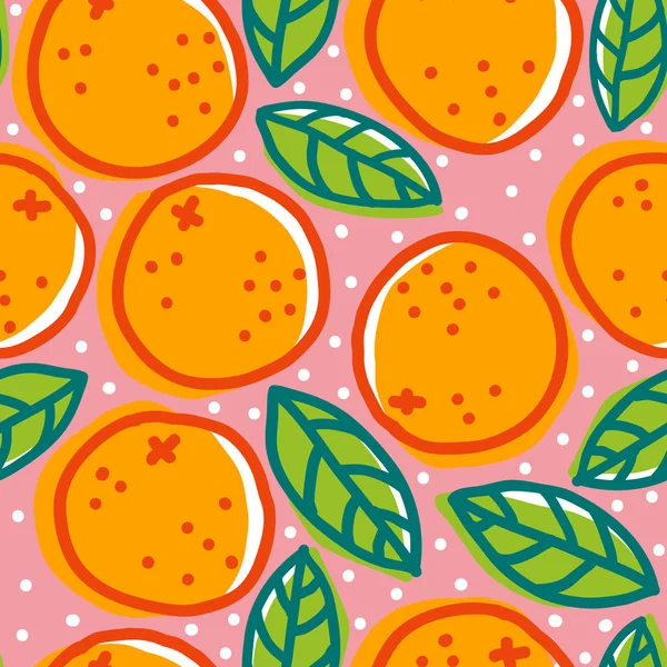 Patrón retro con naranjas . — Vector de stock