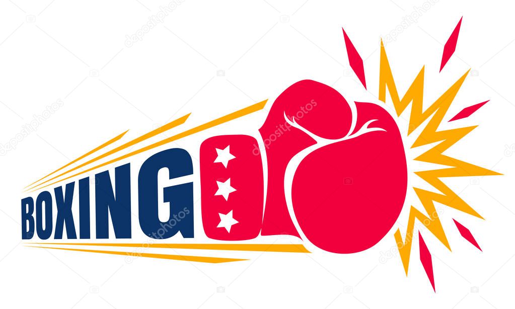 Vector vintage logo for a boxing with glove. Vintage logo for boxing.