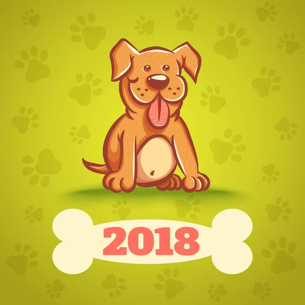 Pies z kością 2018. — Wektor stockowy