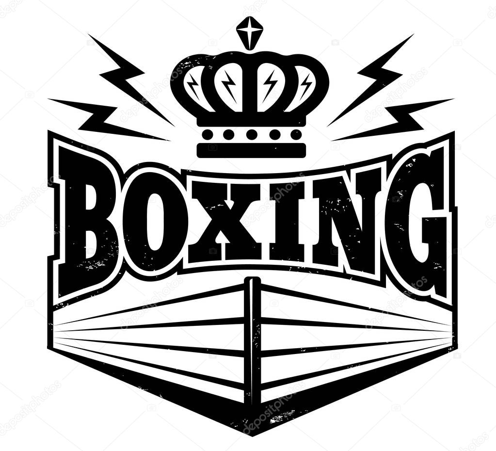 Vector vintage logo for a boxing with ring. Retro emblem with boxing ring.