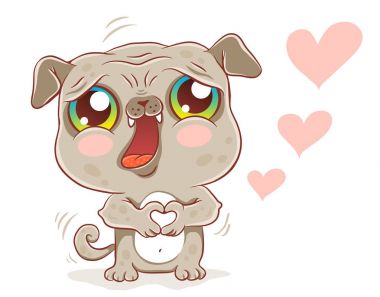 Kawaii tarzda pug. 
