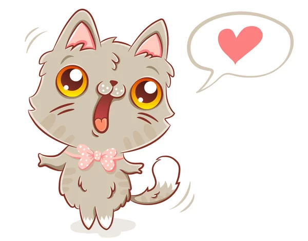 Gato en estilo kawaii . — Vector de stock