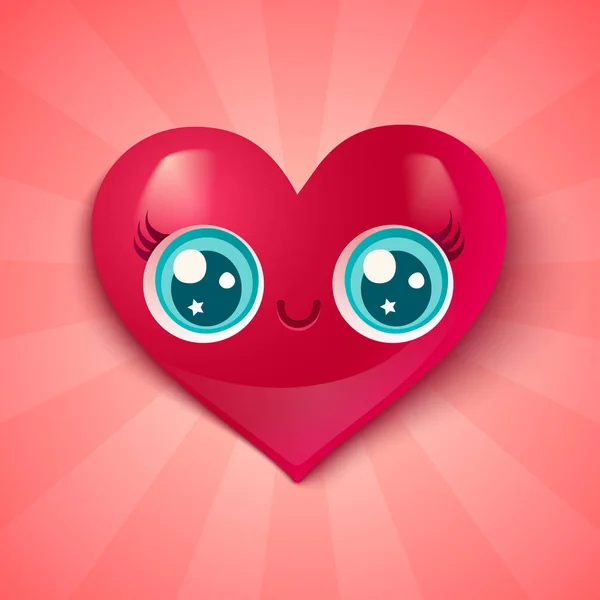 Cute heart in kawaii style — Stock Vector