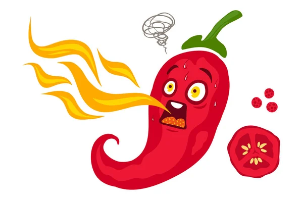 Chili rojo de dibujos animados para comida mexicana . — Archivo Imágenes Vectoriales