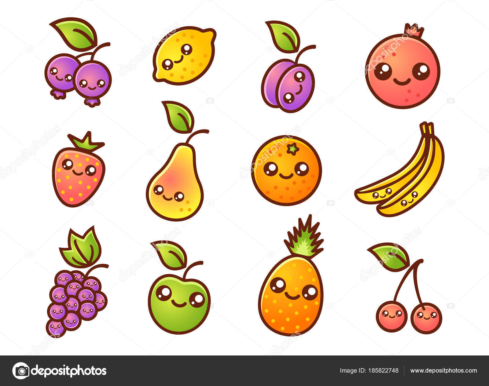 18,645 ilustraciones de stock de Fruta kawaii | Depositphotos®