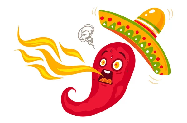 Chili z sombrero mexican food. — Wektor stockowy