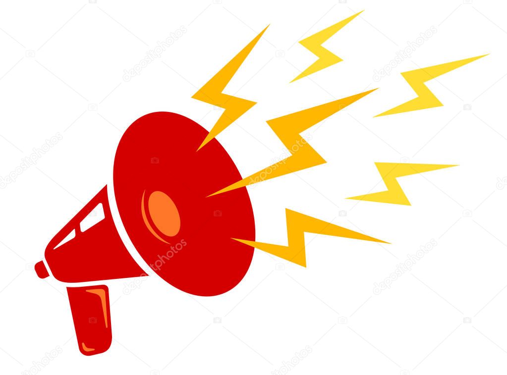 Vector icon of vintage megaphones. Vector retro megaphone.