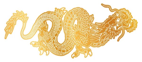 Hinese golden dragon. — Stock vektor