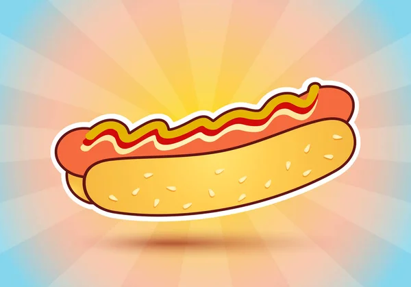 Hot dog on abstract background — Stock Vector