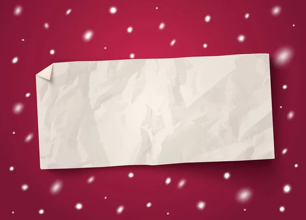 Banner de papel vectorial con nieve . — Vector de stock