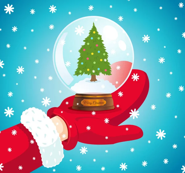 Vector bola de nieve con árbol de Navidad . — Vector de stock