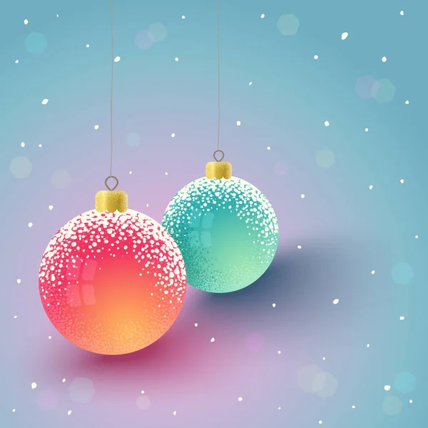 Cartão de Natal com bolas na neve — Vetor de Stock