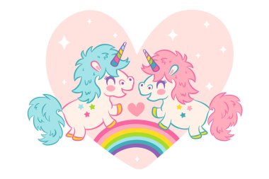 Vektör kartı sevimli unicorns