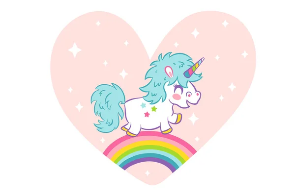 Tarjeta vectorial lindo unicornio — Archivo Imágenes Vectoriales